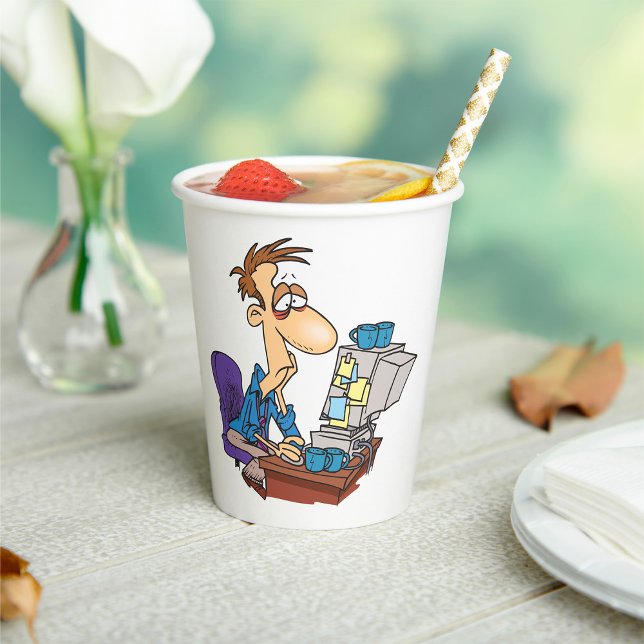 Vasos De Papel Trabajador de oficina con exceso de trabajo Funny  (Subido por el creador)