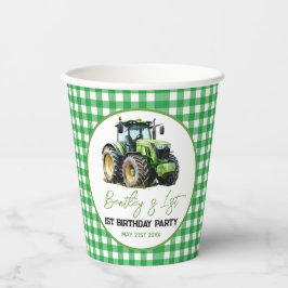 Vasos De Papel Tractor 1er Fiesta de cumpleaños Granja divertida