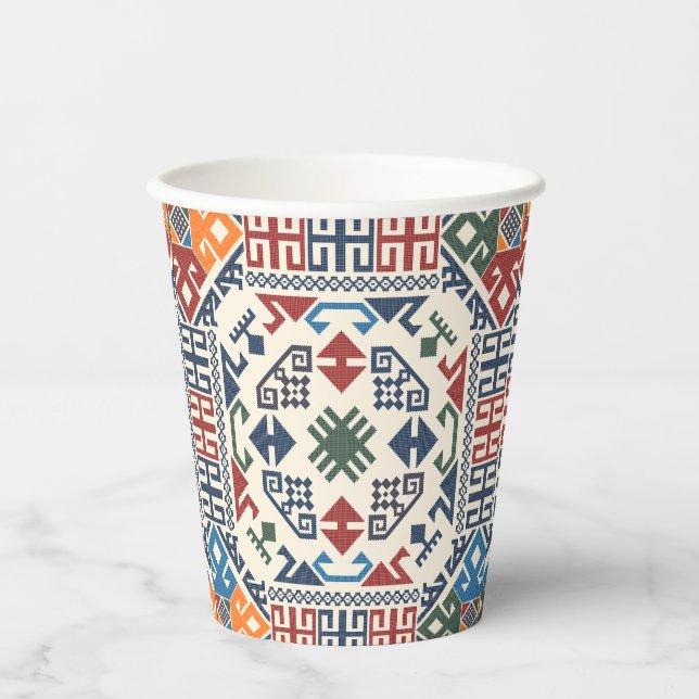 Vasos De Papel Tradicional Barroidery Palestino tatreez boho (Anverso)