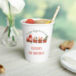 Vasos De Papel Train 2nd Birthday Watercolor Santas Party Express