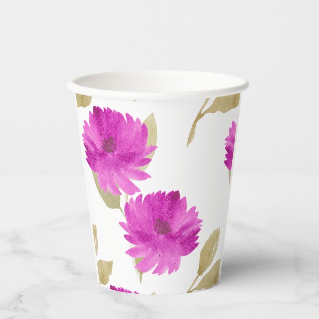 Vasos De Papel Trajo flores rosas (Anverso)