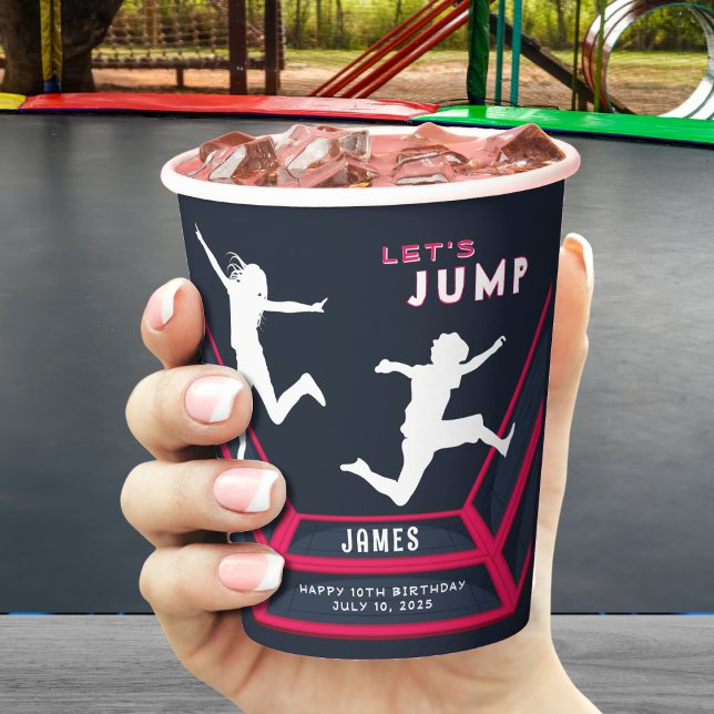Vasos De Papel Trampoline Park Let's Jump Red Birthday Party (Trampoline Park Let's Jump Red Birthday Party Paper Cups
)