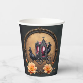 Vasos De Papel Transporte gótico con Ravens y Rosas.