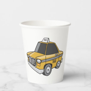 Vasos De Papel Transporte urbano en taxi amarillo