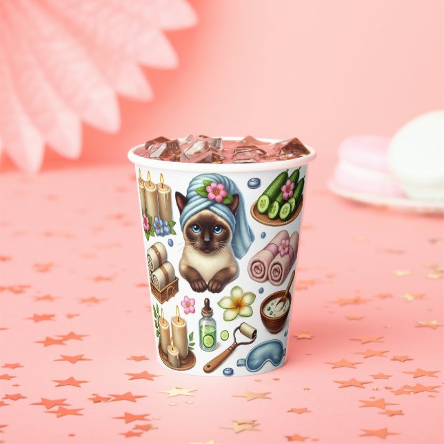 Vasos De Papel Tratamiento temático de Spa Cat para los amantes d (in situ)