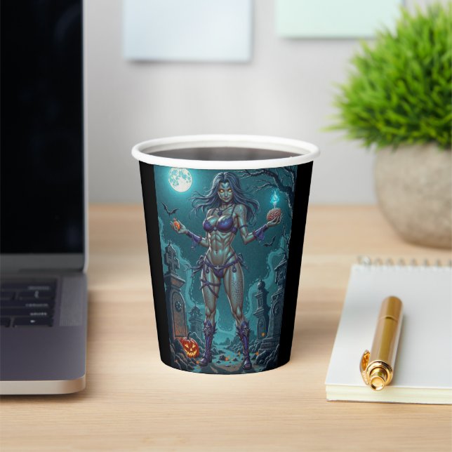Vasos De Papel Trato de Halloween o Novia Zombie con cerebros (in situ)