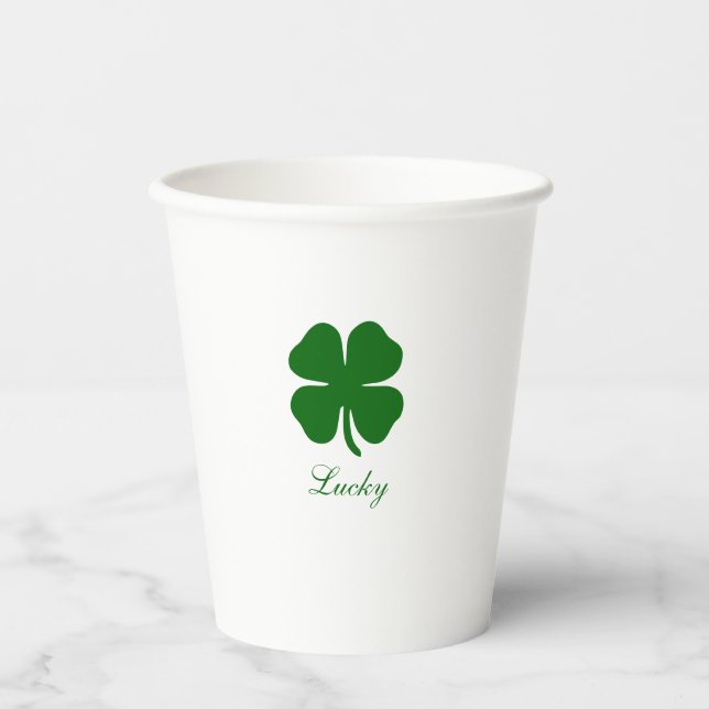 Vasos De Papel Trébol verde personalizado (Anverso)