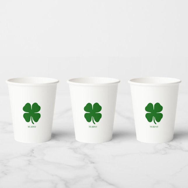 Vasos De Papel Trébol verde personalizado (Multi)