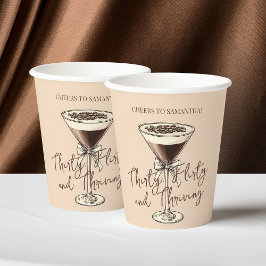 Vasos De Papel Treinta Flirty y Thriving Brown 30 cumpleaños
