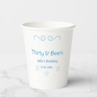 Vasos De Papel treinta y cervezas estrella azul cumpleaños españo