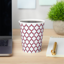 Vasos De Papel Trellis blanca y roja, Entramado, Quatrefoil