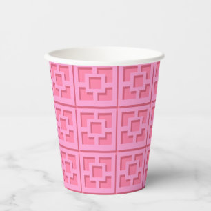 Vasos De Papel Trellis retro rosa