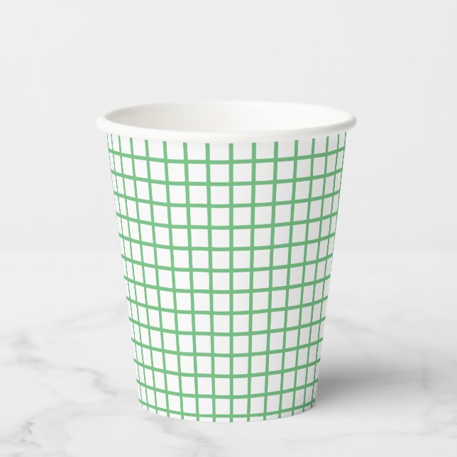 Vasos De Papel Trellis Summer Green- White (Anverso)