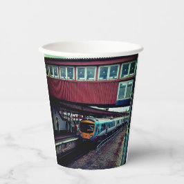 Vasos De Papel Tren amarillo y azul