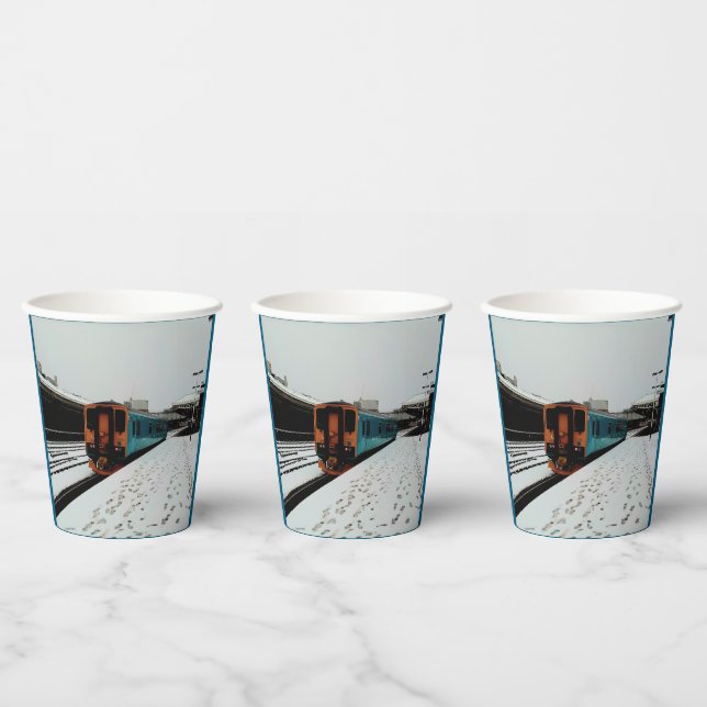 Vasos De Papel Tren amarillo y turquesa taza de papel (Multi)