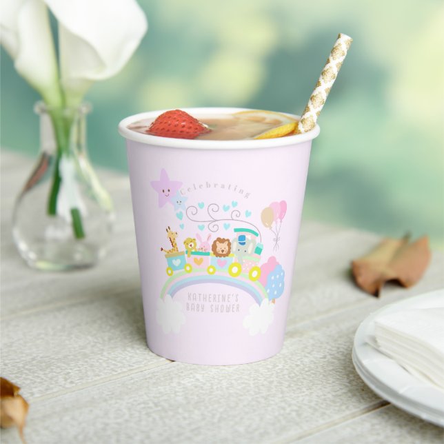 Vasos De Papel Tren animales Baby Pastel Blue (in situ)