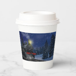 Vasos De Papel Tren de Navidad en la nieve