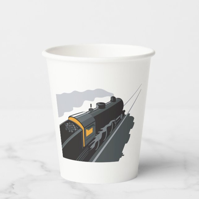 Vasos De Papel Tren de vapor (Anverso)