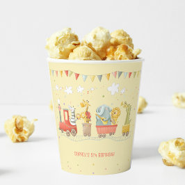 Vasos De Papel Tren musical para los niños de animales salvajes