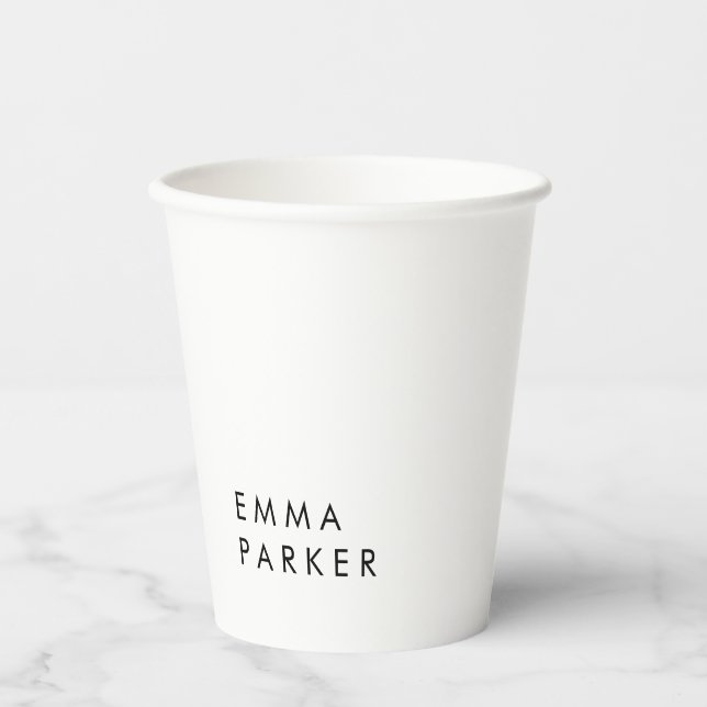 Vasos De Papel Trendy blanca negra única agrega tu nombre (Anverso)