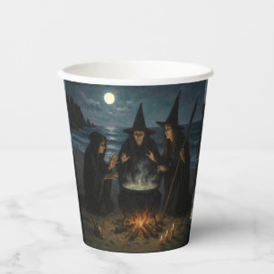 Vasos De Papel Tres brujas producen Cauldron Full Moon Beach