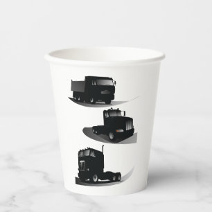 Vasos De Papel Tres camiones negros