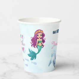 Vasos De Papel Tres en el mar Chicas de la sirena azul en tercer 