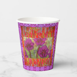 Vasos De Papel Tres flores rosas 2