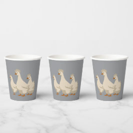 Vasos De Papel Tres gallinas francesas recorte estilo plantilla 3