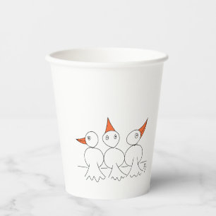 Vasos De Papel Tres pájaros en el alambre