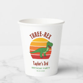 Vasos De Papel Tres Rex Dinosaurio Género Diversión Neutral Terce