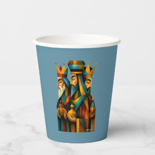 Vasos De Papel Tres Reyes Magos Arte Abstracto de la Natividad 
