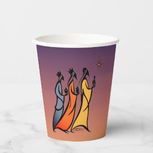 Vasos De Papel Tres Reyes Magos minimalistas