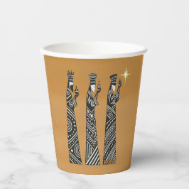 Vasos De Papel Tres Reyes Magos Navidad Natividad Blanco y Negro