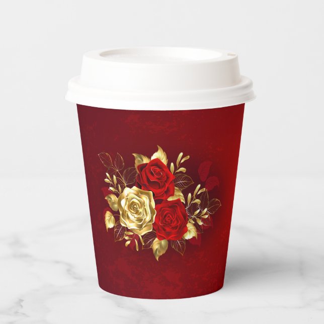 Vasos De Papel Tres Rosas Joyas (Anverso)