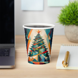 Vasos De Papel Triángulo de árbol de navidad geométrico Art Deco