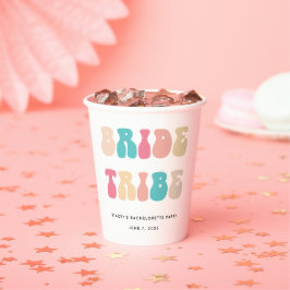 Vasos De Papel Tribu de Novia Retro Funky Vintage Despedida de So