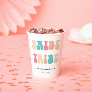 Vasos De Papel Tribu de Novia Retro Funky Vintage Despedida de So