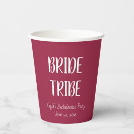 Vasos De Papel Tribu de novias Boda de color simple rojo de vino