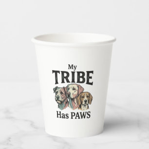 Vasos De Papel Tribu de perros tiene patas diseño de grabado vint