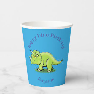 Vasos De Papel Triceratops feliz personalizado de dinosaurios