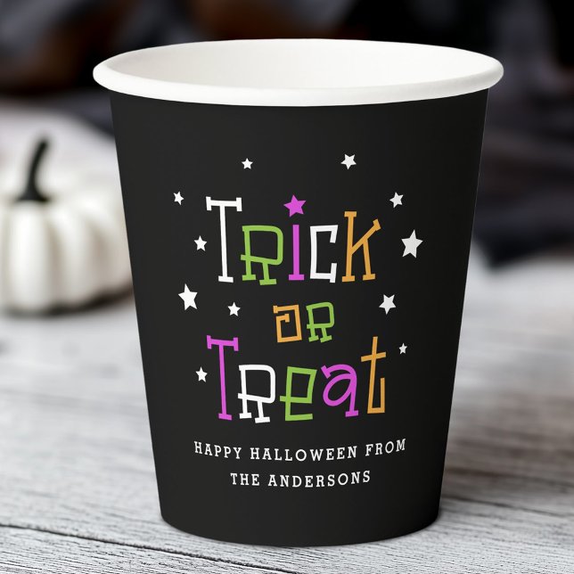 Vasos De Papel Trick o tratar Halloween Feliz (Trick or treat Happy Halloween Paper Cups)