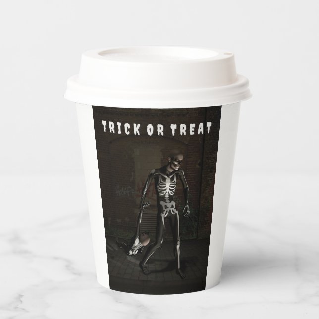 Vasos De Papel Trick or Treat. Man dressed as skeleton (Anverso)