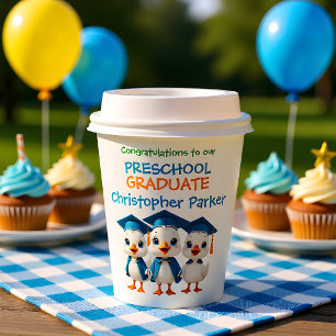 Vasos De Papel Trío de gansos lindos graduados de preescolar