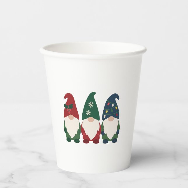 Vasos De Papel "Trío de Gnome Navidades - Festividad (Anverso)
