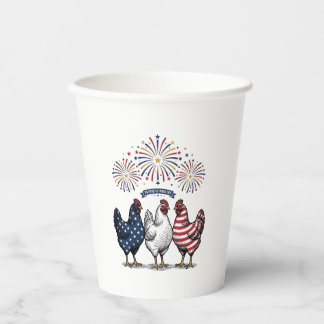 Vasos De Papel Trio de pollo patriótico grabado vintage vector De