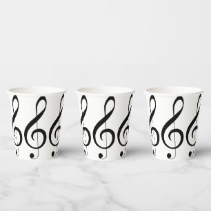 Vasos De Papel Triple Clef Musical Note,