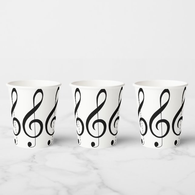 Vasos De Papel Triple Clef Musical Note, (Multi)