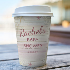 Vasos De Papel Tropical Beach Seashell Moderno Boho Baby Shower