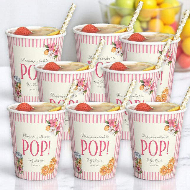 Vasos De Papel Tropical Floral POP! Baby Shower Paper Cups (Subido por el creador)